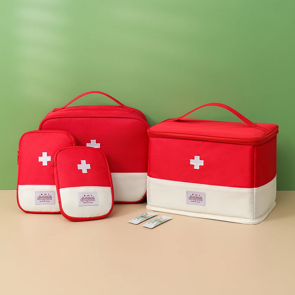 

4-Piece Set Home First Aid Kit Travel Medical Bag Storage Box Essential Family Medical Tool Bag for Emergency【Empty Bag Only】