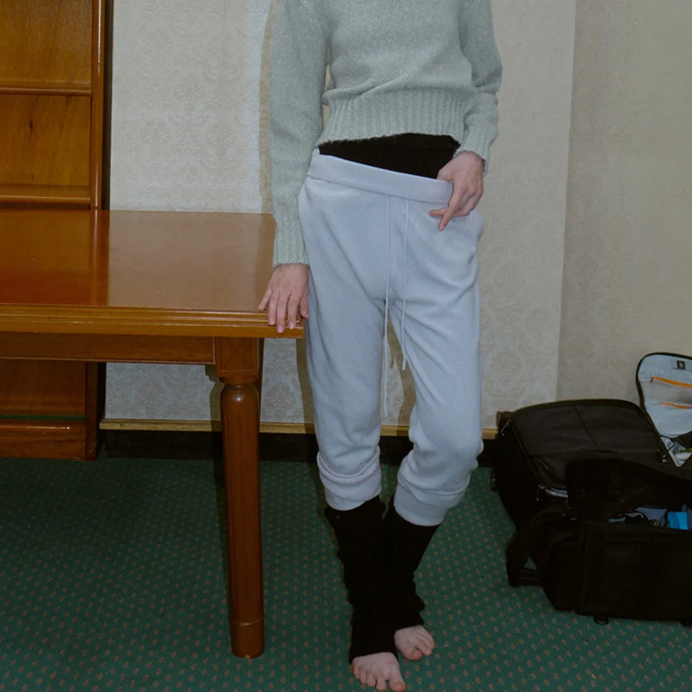 Scaldamuscoli con staffa lavorata a maglia in misto lana per donna Calzini invernali caldi sfocati stile coreano Y2K