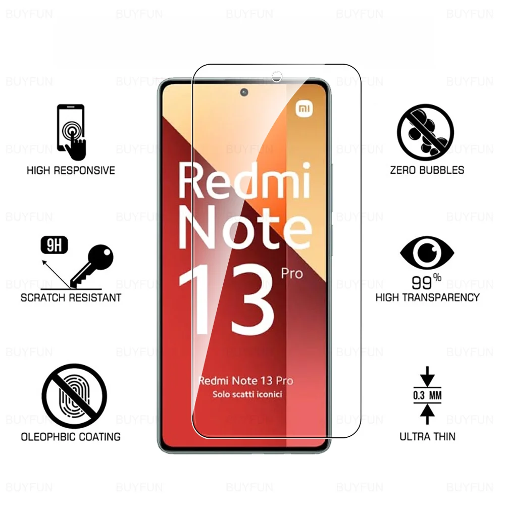 For Redmi Note 13 Pro 4G 4Pcs Tempered Glass For Xiaomi Redmi Note 13 Pro 5G Note13 13Pro Note13Pro Armor Cover Screen Protector