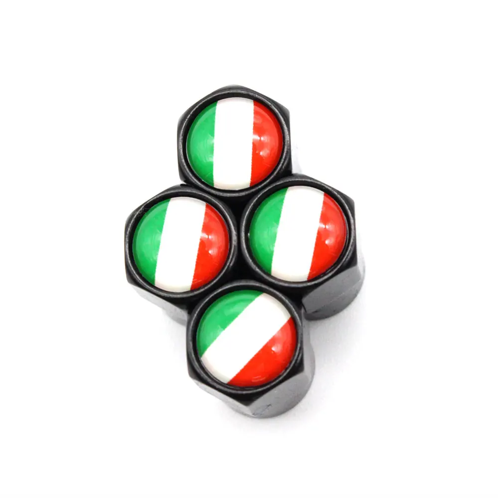 DSYCAR 4 Pcs/Set Car Styling Aluminium Alloy/Copper Italy Flag Car Tire Valve Caps Wheel Tires Tire Stem Air Cap Airtight Covers