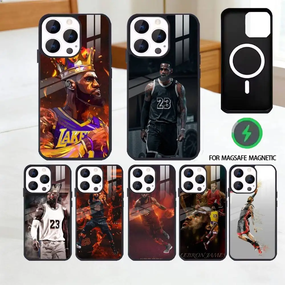 

Basketball L-Lebron James 23 Phone Case For iPhone 17 16 15 14 13 12 Pro Max Plus for Magsafe Mirror Wireless Magnetic Cover