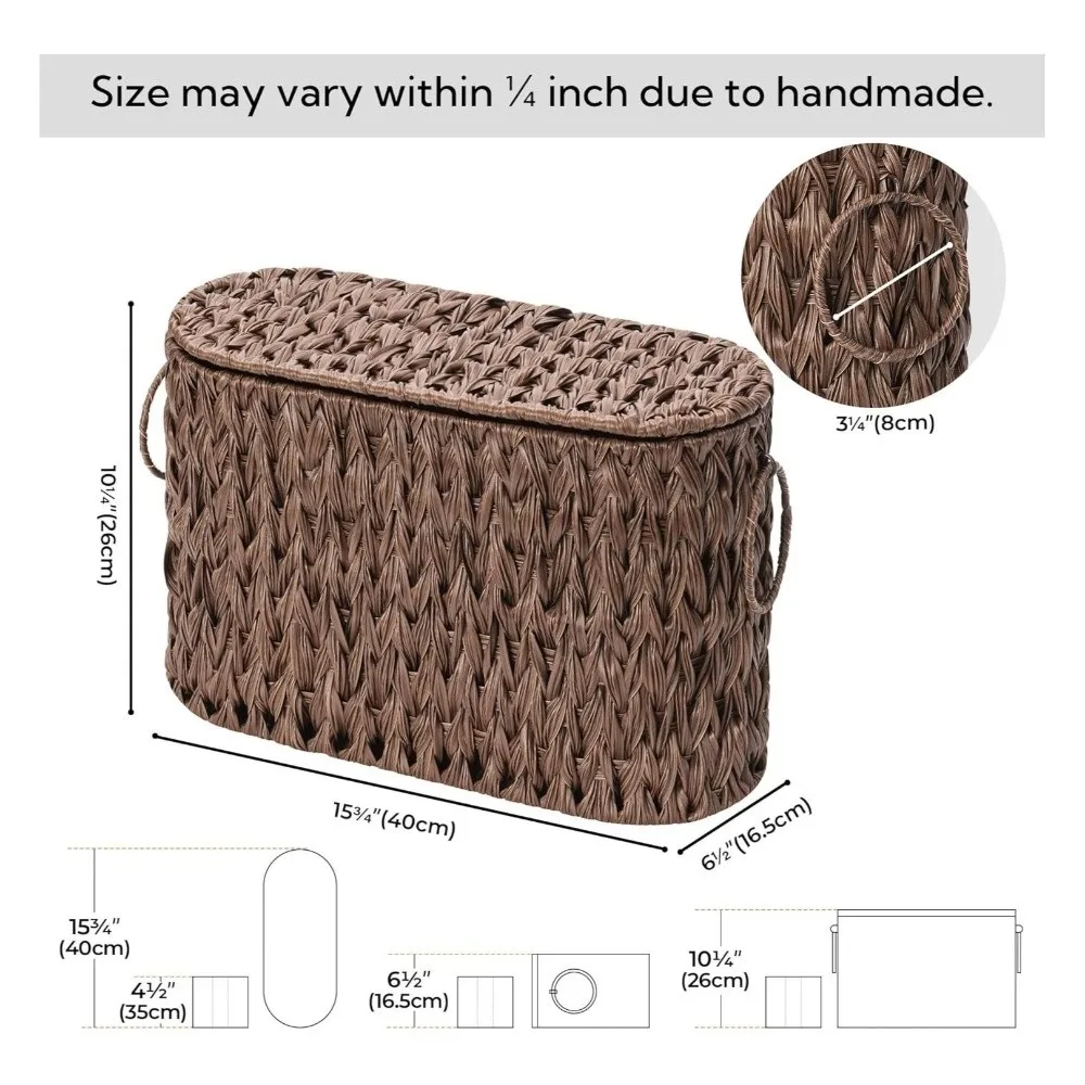 

Water Hyacinth Toilet Paper Storage Baskets Wicker Woven with Lids Wicker Baskets Elegant Household Toilet Paper Holder