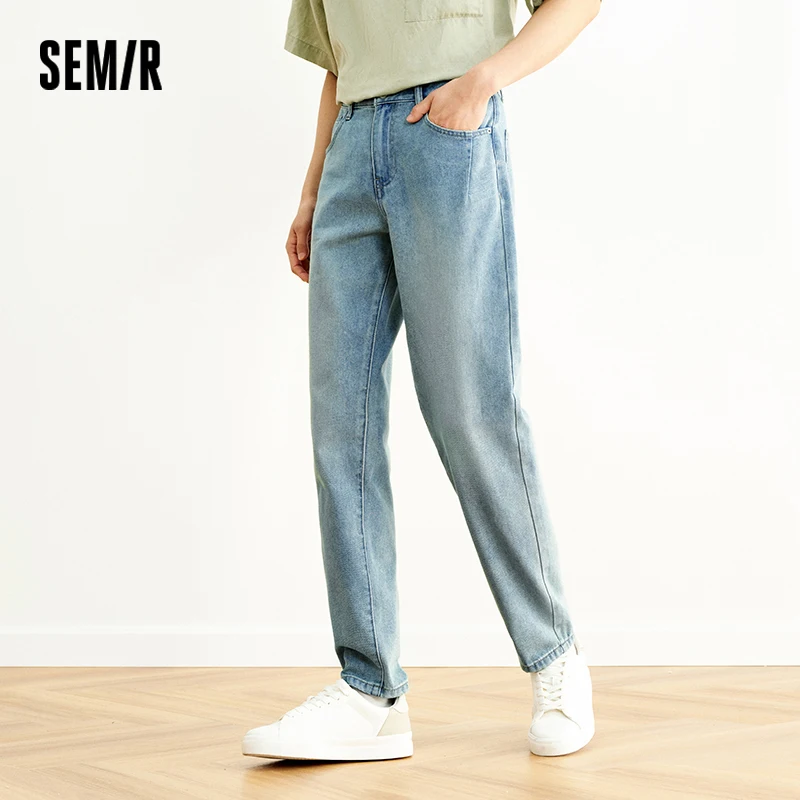 Semir Jeans hombres Retro desgastado lavado sensación fresca pantalones cónicos 2025 nuevos pantalones largos de verano clásico versátil para ropa Casual