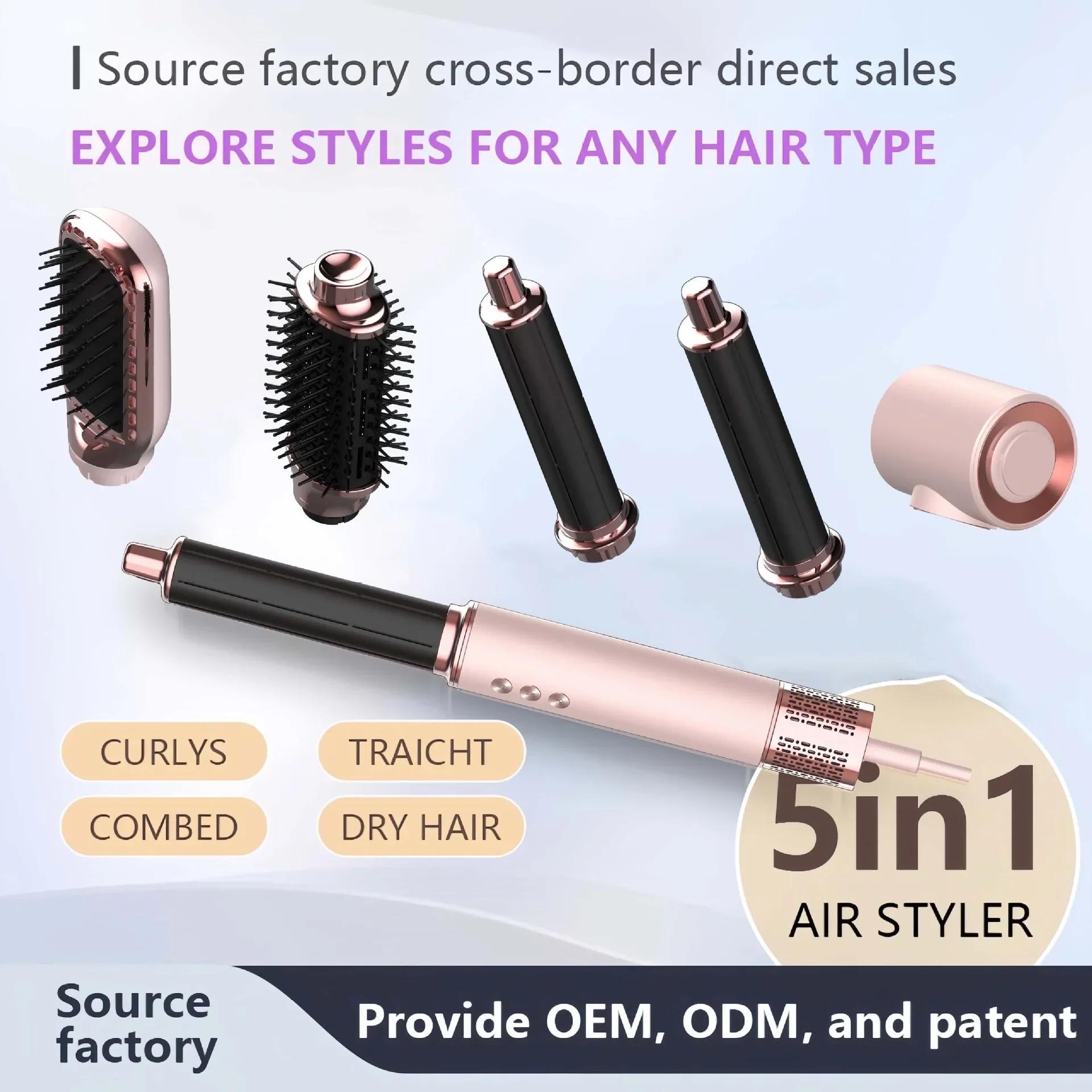 Professional High-speed Blower 5-in-1 Curling Multi-functional Hot Air Comb Styling Comb Automatic Curling Iron Hair Dryer