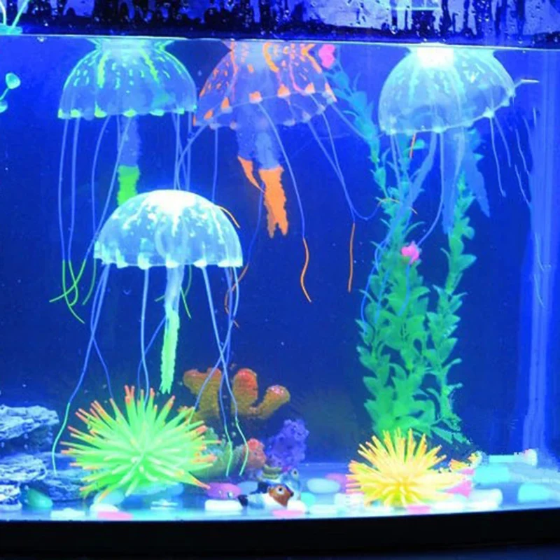 Swim Glowing Effect Artificial Jellyfish Aquarium Decoration Fish Tank Underwater Live Plant Luminous Ornament Aquatic Landscape