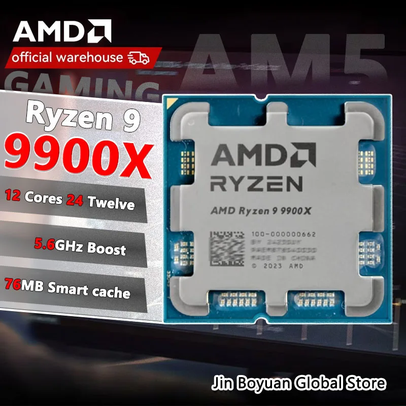 معالج AMD R9 9900X جديد Ryzen 9 9900X 5.6 جيجا هرتز 12-Core 24-Thread 76 ميجابايت لعبة كاش 4NM TDP 120 واط مقبس AM5 وحدة المعالجة المركزية للألعاب Zen 5