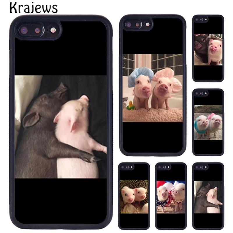 Krajews Cute Two Pig TPU Phone Case For iPhone 16 15 14 X XR XS 11 12 mini 13 Pro MAX Plus cover shell coque