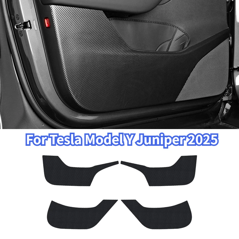 

For Tesla Model Y Juniper 2025 Car Door Anti-Kick Pad Leather Sticker Trim Door Sill Protector Cover Car Interior Accessories