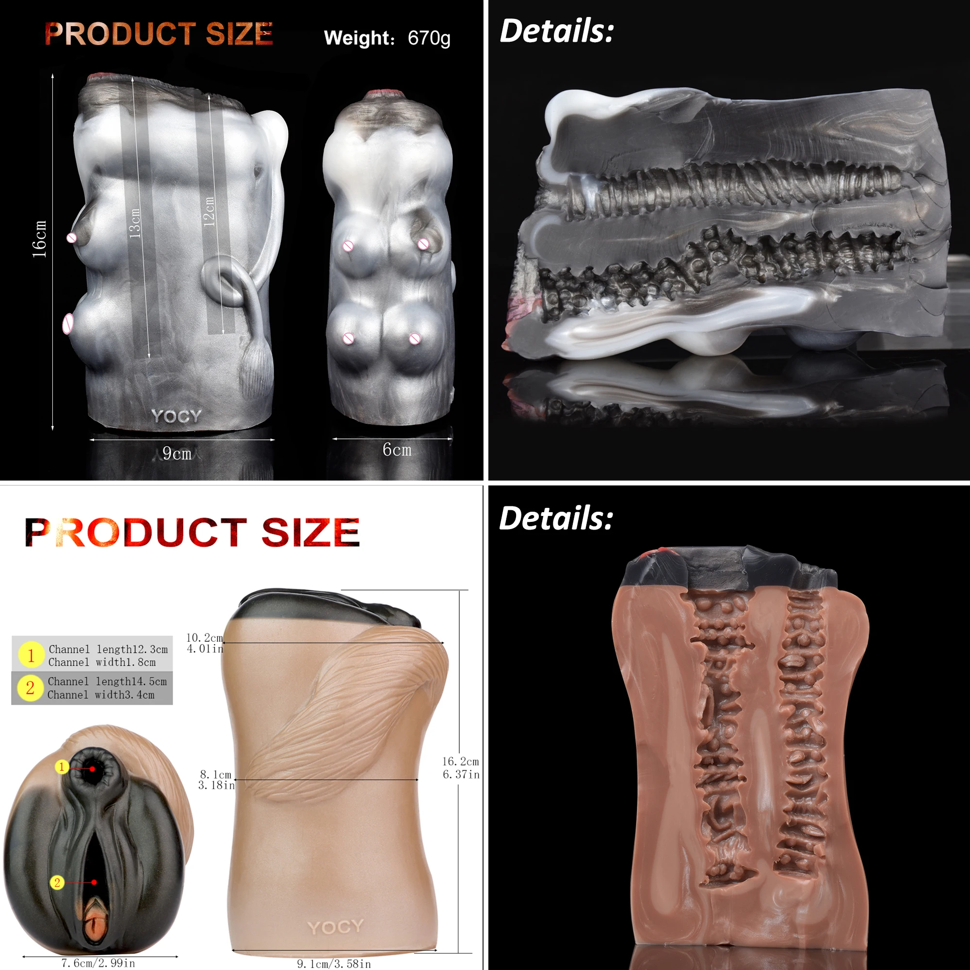 SHAZ Men's Silicone Monster Masturbator Fantasy Stroker Anal Vaginal Penis Fun Toy Monster Pussy Male Masturbator Erotic Sex Toy