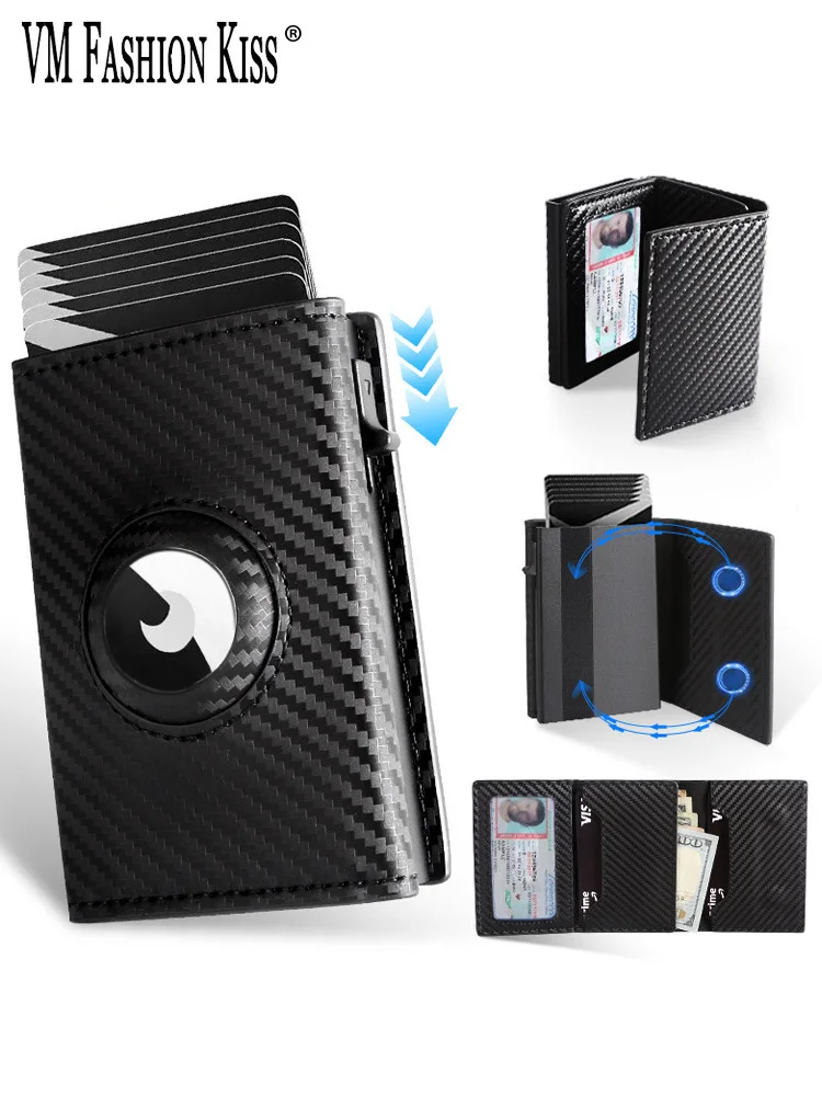

VM FASHION KISS Rfid Credit Card Holder Men Wallets For Airtag Bank Cardholder Case Minimalist Wallet For Apple Air Tag Tracker