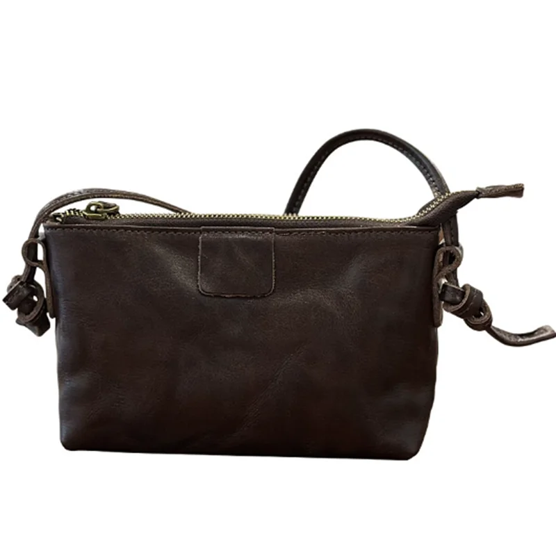 Mini crossbody dumpling bag, top layer cowhide fashionable genuine leather bag, ladies' bag, simple mobile phone small bag