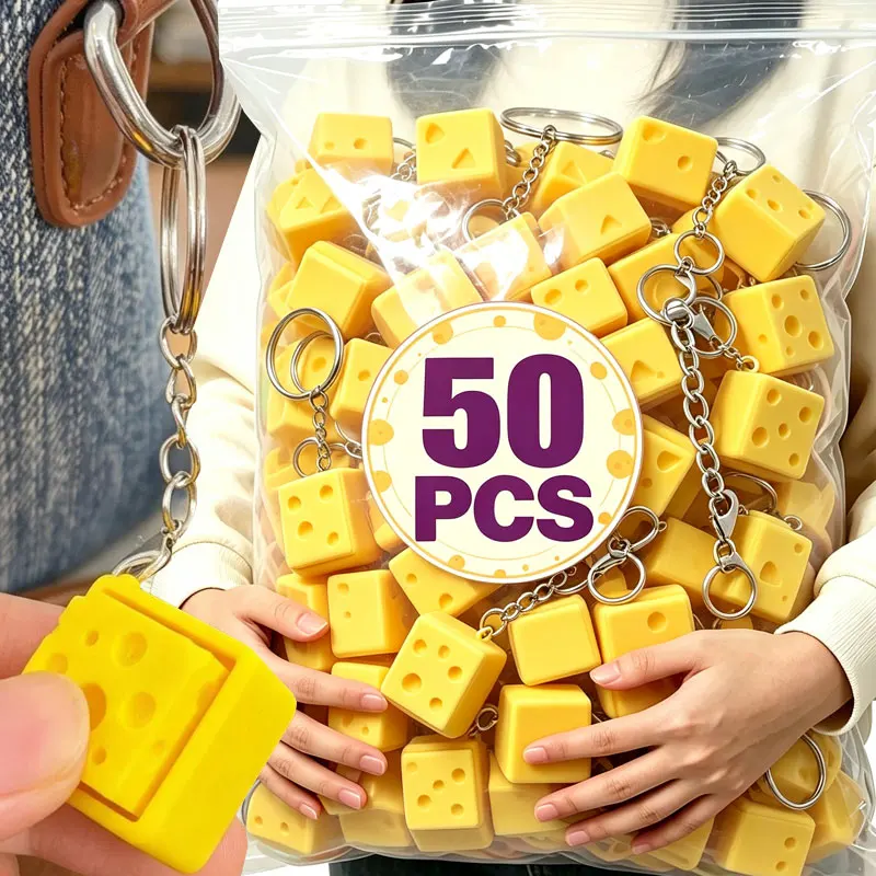 Cheese Clicker Fidget Keychain, Cheese Keyboard-Style Sensory Toy for Stress Relief, Anxiety & ADHD, Decompression Gift for Kids