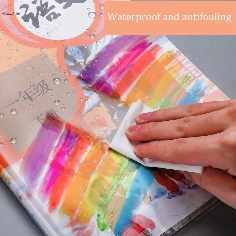 10Sheets Textbook Transparent Cover S/M/L Adjustable Notebook Book Cover Waterproof Protective Skin Sleeve For Student Textbooks