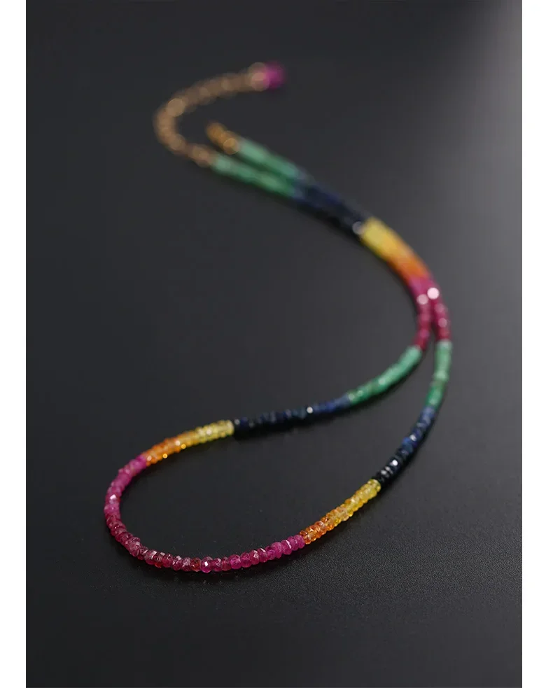 one set  Ruby/Sapphire/Emerlad roundel faceted 3-4mm necklace +bracelet 40cm 16cm  wholesale beads