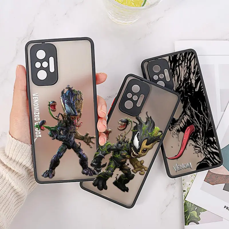 Venomized Groot Venom Marvel Comic Case For Xiaomi Redmi Note 10 Pro Funda Redmi Note 8 9 10 11 POCO M3 M4 Pro 4 5 6 Matte Cover