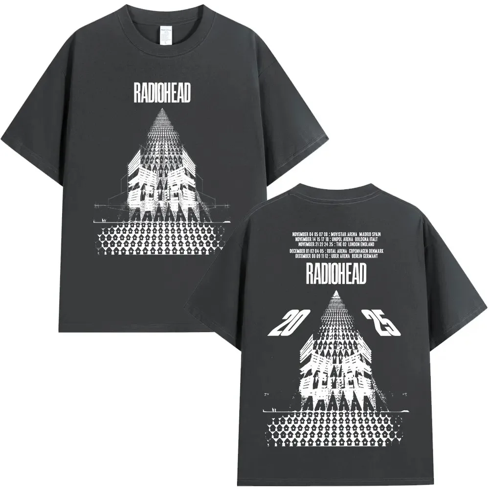 Radiohead World Tour T-shirt Oversized Y2k Return To The Road Vintage Women Men Short Sleeve Tee Rock Punk Heavy Cotton Clothing