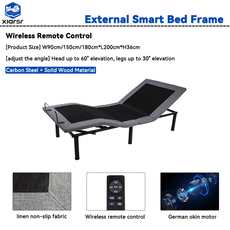 إطار سرير حديث خارجي ذكي من الحديد قابل للتعديل للاستخدام في الشقة والفيلا