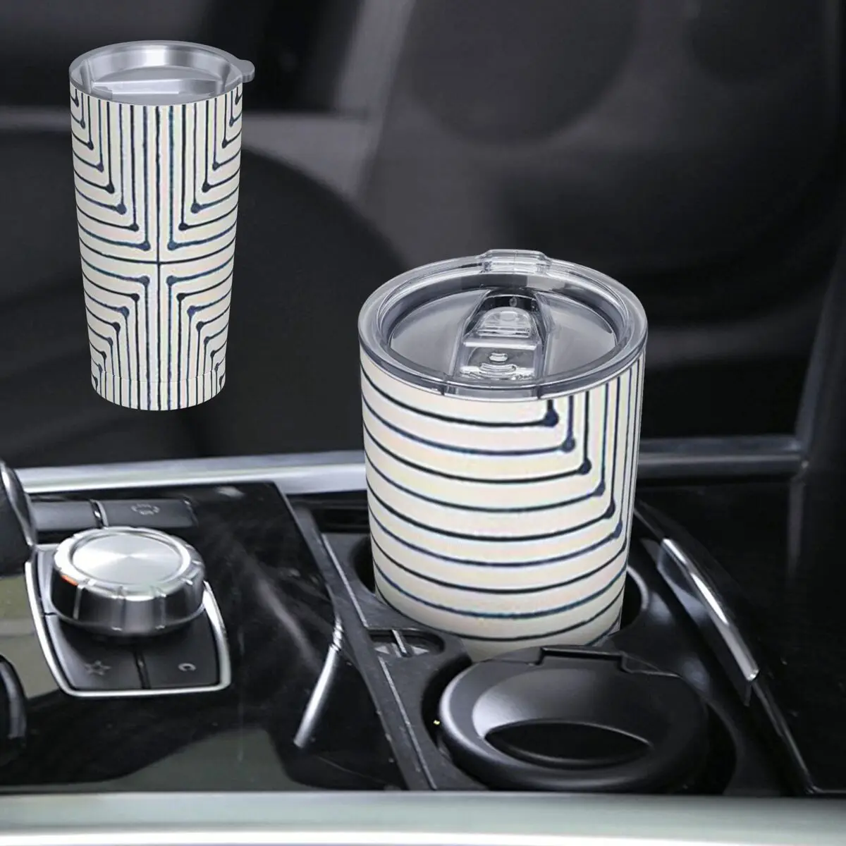 Jonathan Adler Inkdrop Slate Blue Stainless Steel Tumbler Vacuum Insulated Mug Thermal Cold Bottle Straw With Lid 20oz