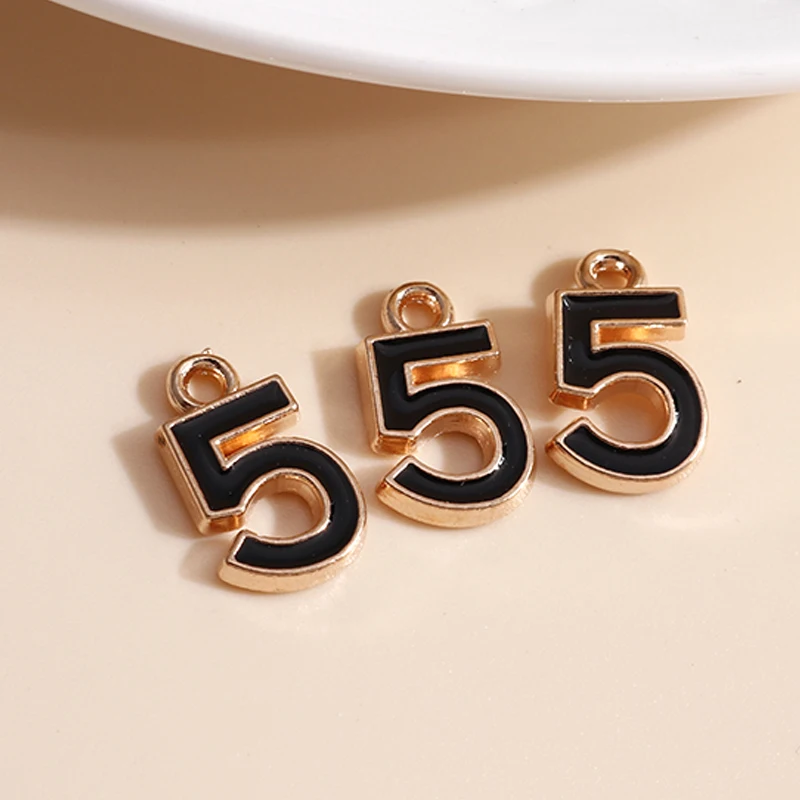 10pcs/lot 9*14mm Enamel Mini Number 5 Charms DIY for Necklaces Pendants Earrings Handmade Craft Jewelry Making Accessories