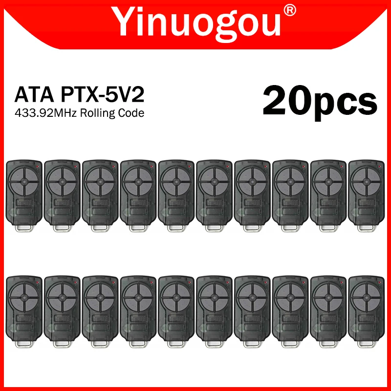 20 piezas ATA PTX5 PTX 5 PTX-5 PTX5v2 PTX-5v2 Control remoto abridor de puerta de garaje 433,92 MHz código rodante Control remoto de puerta de garaje