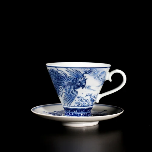 

Wholesale Zhong's Kiln Brand Chinese Blue And White Porcelain Coffee Cup Ceramic Coffee Cup Set