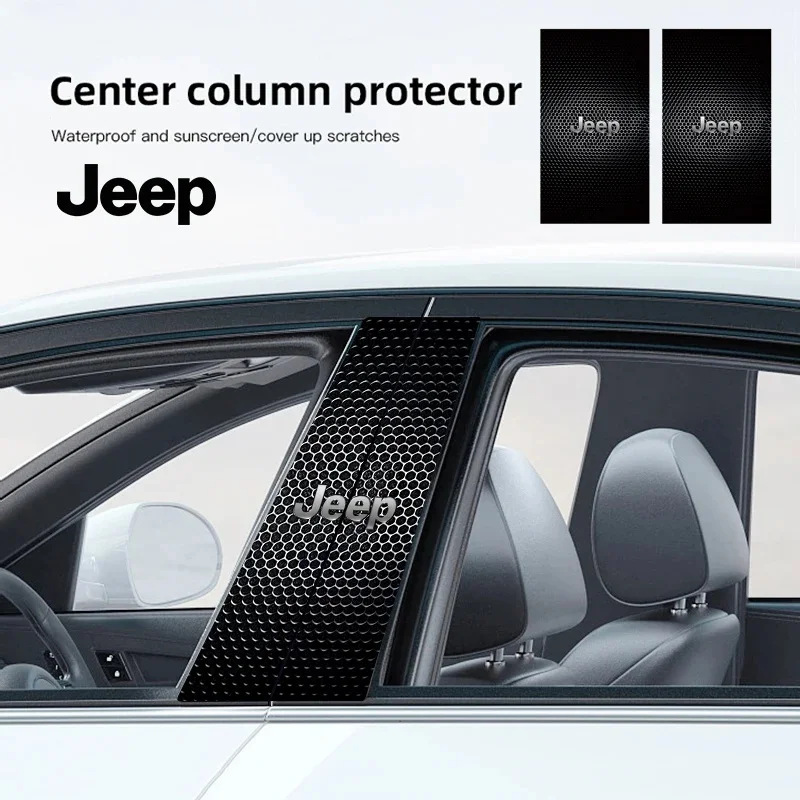 

2Pcs Anti-Scratch PET Car Center Pillar Sticker Logo Decal for Jeep Renegade Wrangler JK Grand Cherokee Compass Car Accessories