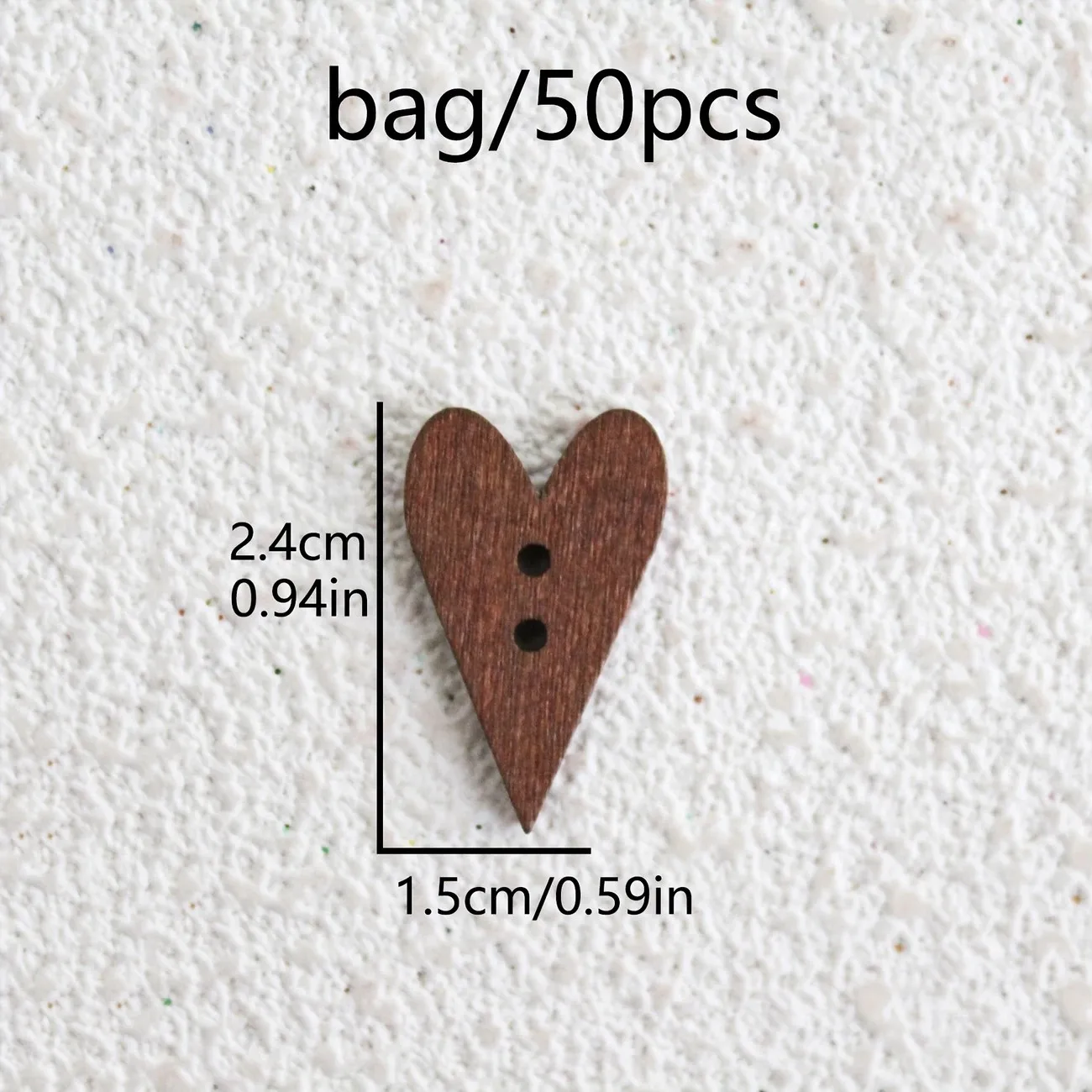 أزرار خشبية على شكل قلب 50 قطعة، أزرار خشبية بفتحتين للقهوة للحرف اليدوية والخياطة والتريكو والأوشحة والقبعات والمشروعات الفنية #6
