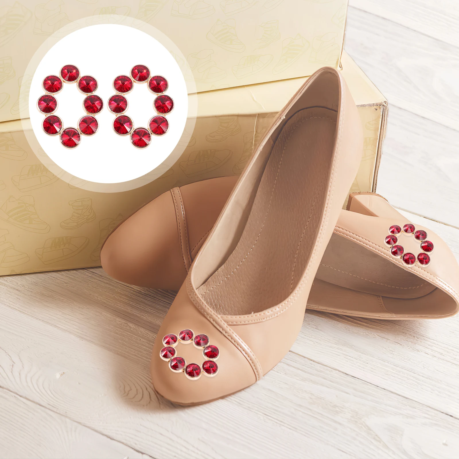 

2 Pcs Rhinestone Buckle Crystal Shoe Decoration Buckles Fancy Dress Clip Rhinestones Red Accessories for Women Women's
