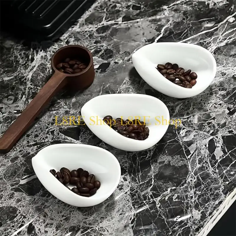 L8RE Measuring Spoons Coffee Bean Tray Ceramic Coffee Bean Container for Coffee