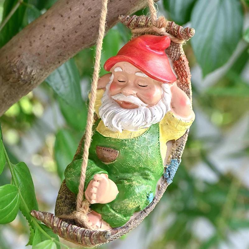 New Outdoor Resin Pendant White Beard Old Man Farmer Legged Dwarf Gardening Garden Cute Decoration Satues Gift For Friend