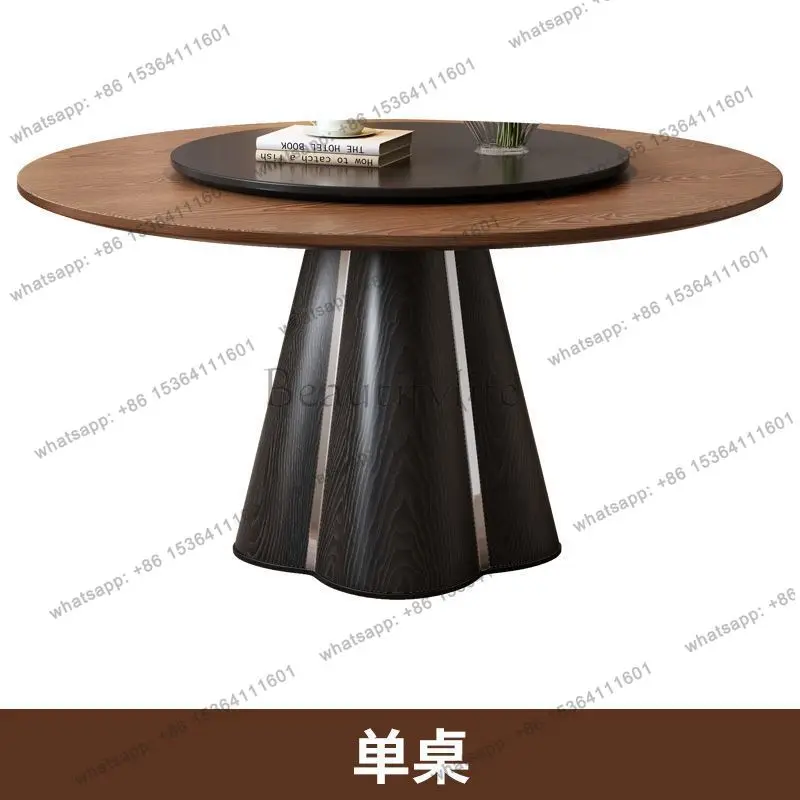 

Medieval style solid wood dining table household small apartment Italian modern simple round dining table
