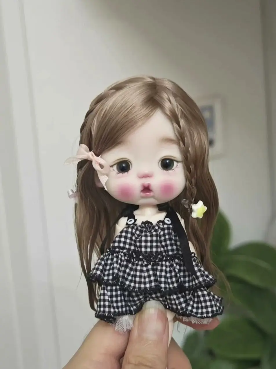 

Волосы для куклы OB11, парик с жесткой головкой, 5-6 "14,5 см, парик по окружности головы, милый боковой плетеный парик, мохер для куклы BJD, бесплатная доставка