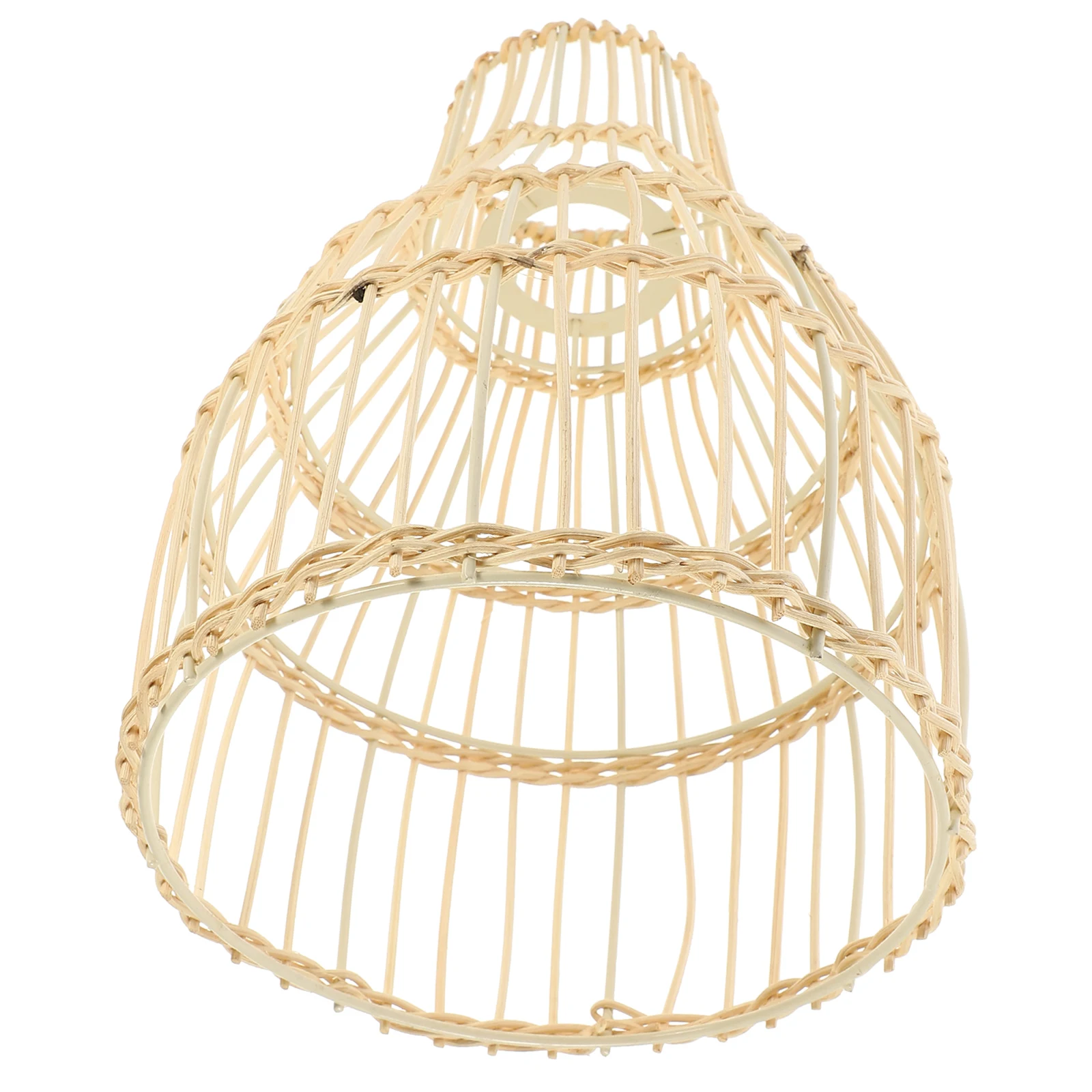 

Rattan Lampshade Woven Iron Handmade Basket Style Soft Light Cover Home Decor Restaurant Office Lighting Accessories