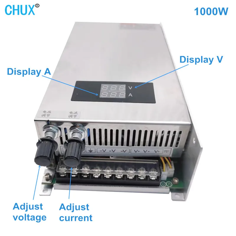 

CHUX Industrial Power Supply 1000W 24V 36V 48V 60V 80V 110V 220V DC Digital Display Power Supplies AC to DC