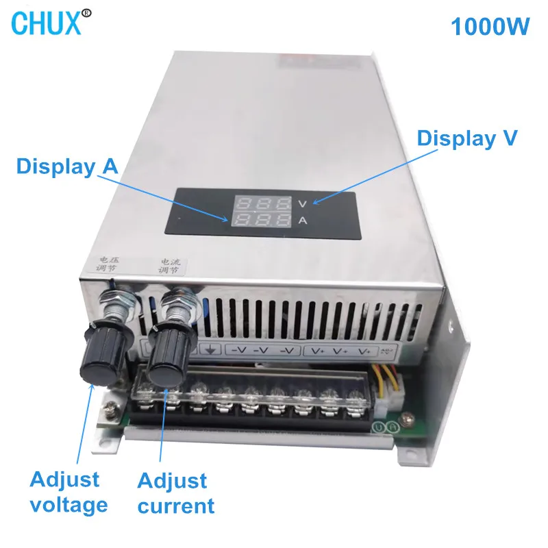 CHUX Industrial Power Supply 1000W 24V 36V 48V 60V 80V 110V 220V DC  Digital Display Power Supplies  AC to DC