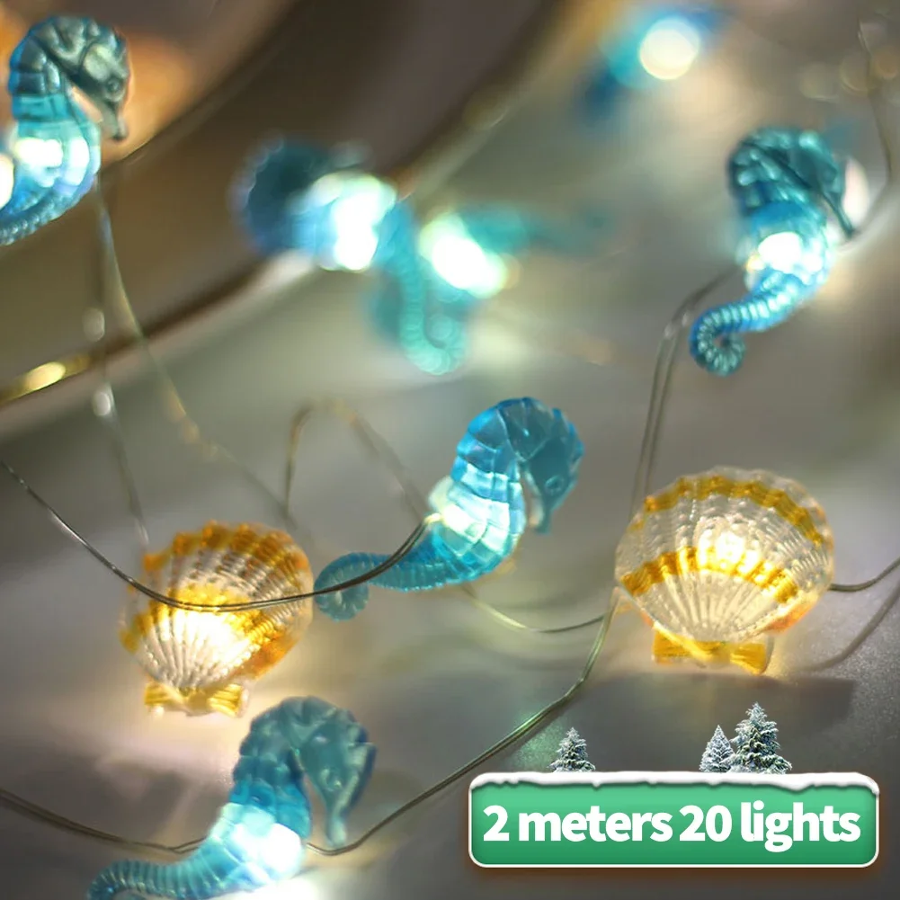 Shell Starfish LED Light String Ocean Underwater World Birthday Party Decor Mermaid Under the Sea Party Supplies Baby Shower