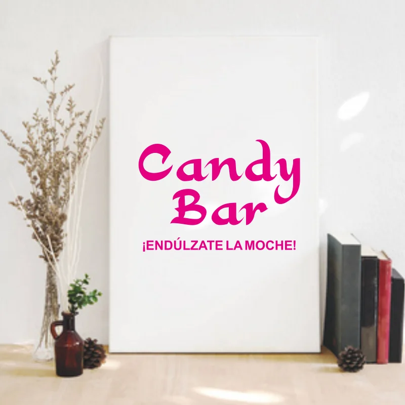 Spanish Wedding Sign Candy Bar Table Wall Sticker Decal Candy Sweet The Night Marriaged Party Home Decor #399