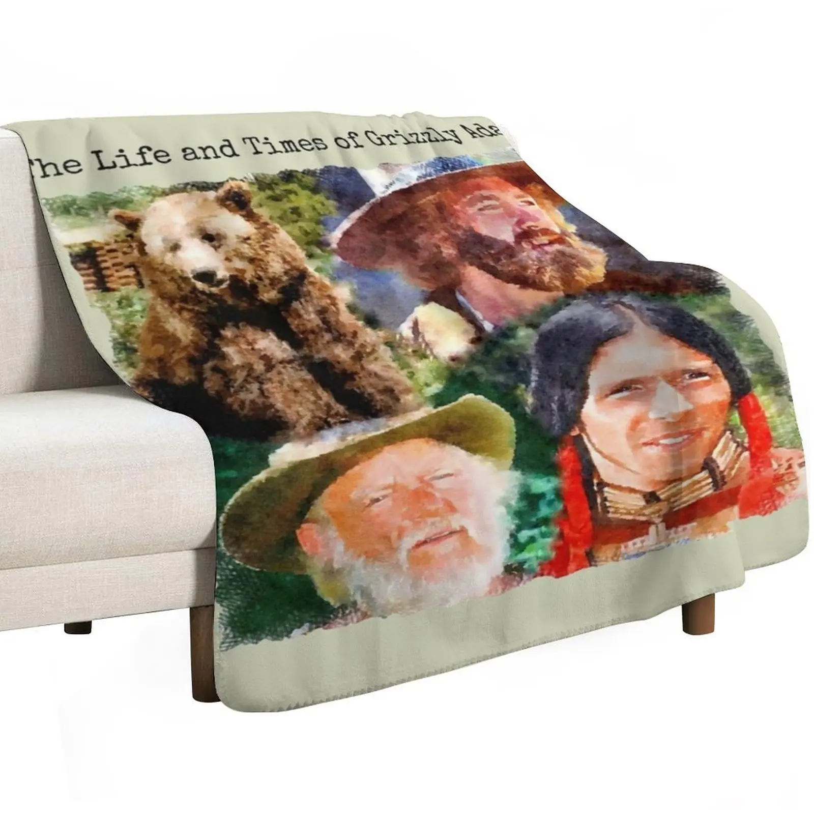 The Life and Times of Grizzly Adams Collage Throw Blanket Softest Decorative Throw funny gift Moving Sofa Cute Blankets