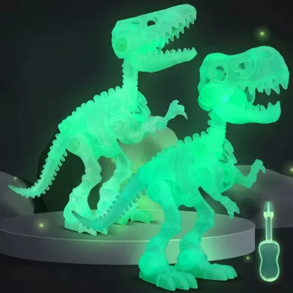 2Pcs Christmas Simulation Luminous Dinosaur Skeleton Set Model Children's DIY Dinosaur Skeleton Toys for Christmas Birthday Gift