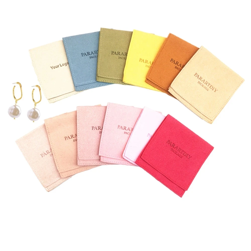 

Personalized Microfiber Jewelry Gift Packaging Pouches Rings Earrings Organizer Pouch Wedding Party Favor Bags Custom Logo Print