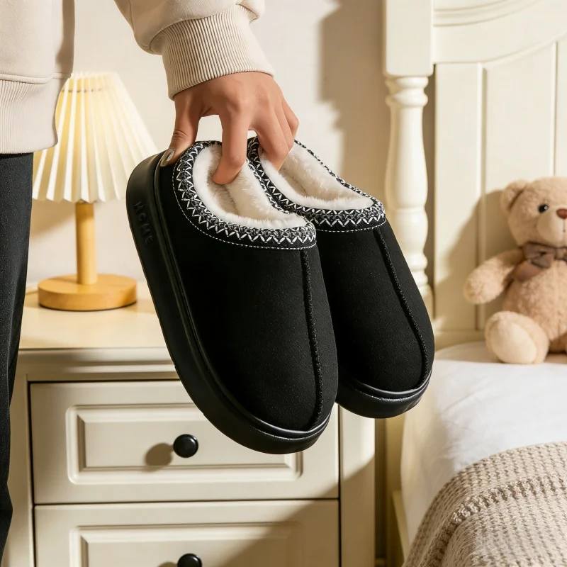 

Мягкие и удобные домашние тапочки из плюшевого хлопка, зимняя обувь для женщин, модные женские домашние тапочки, зимние тапочки с противоскользящей подошвой.