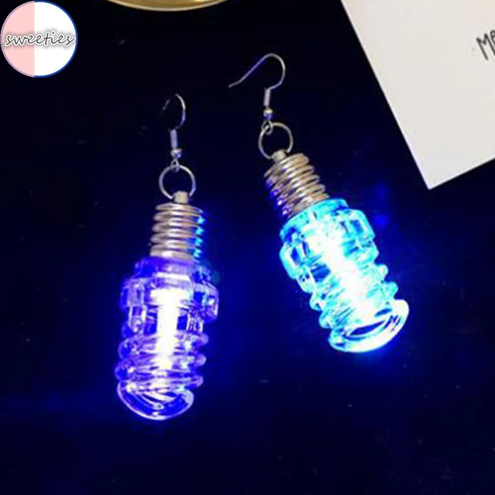 1pair Creative woman Funny Luminous Light Bulb pendant earring female colorful light Bulbs ear hoop jewelry bestfriends gift