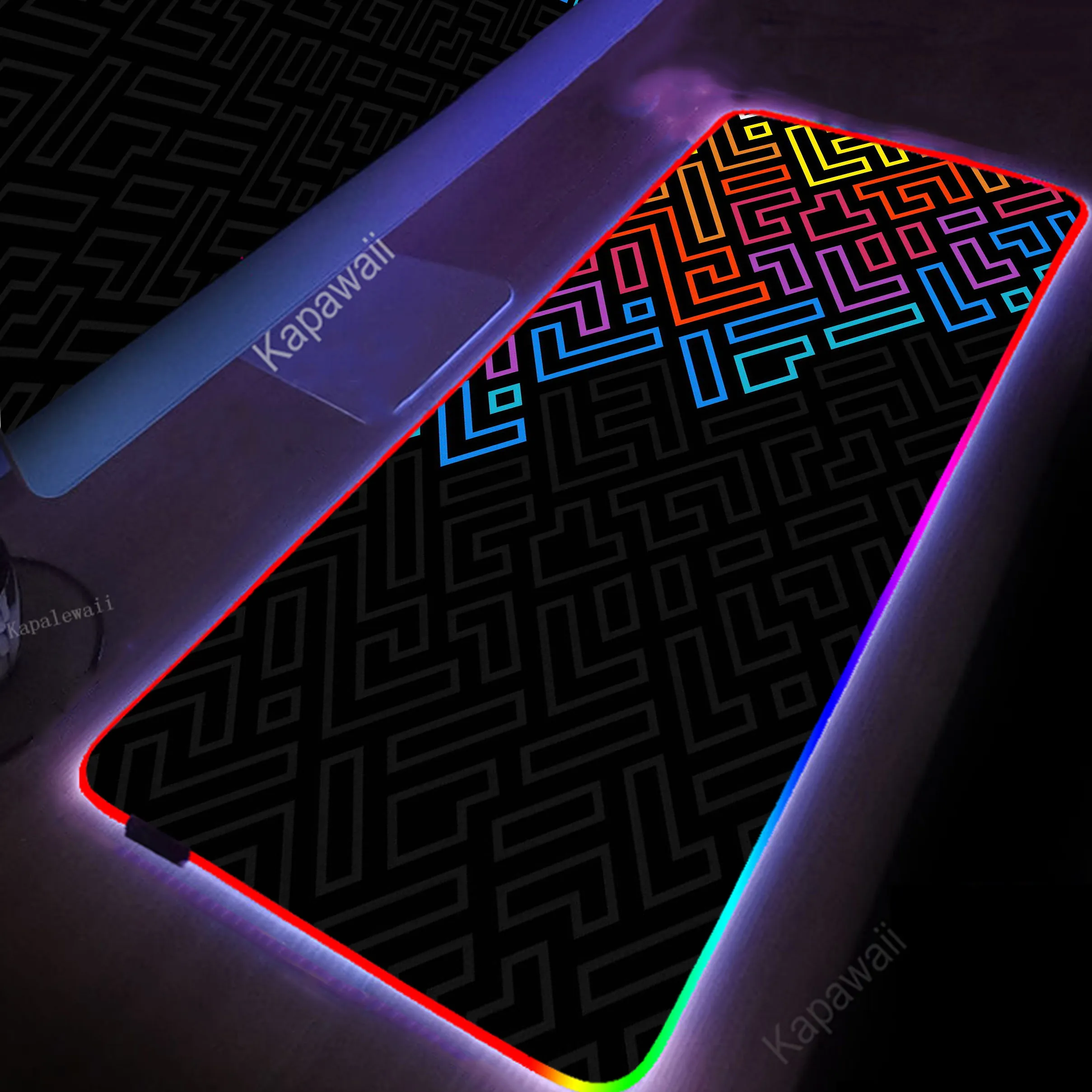 

RGB коврик для мыши с геометрическим рисунком, большой геймерский коврик для мыши, Противоскользящий коврик для компьютерного стола, коврик для мыши XXL, мягкие резиновые коврики для клавиатуры