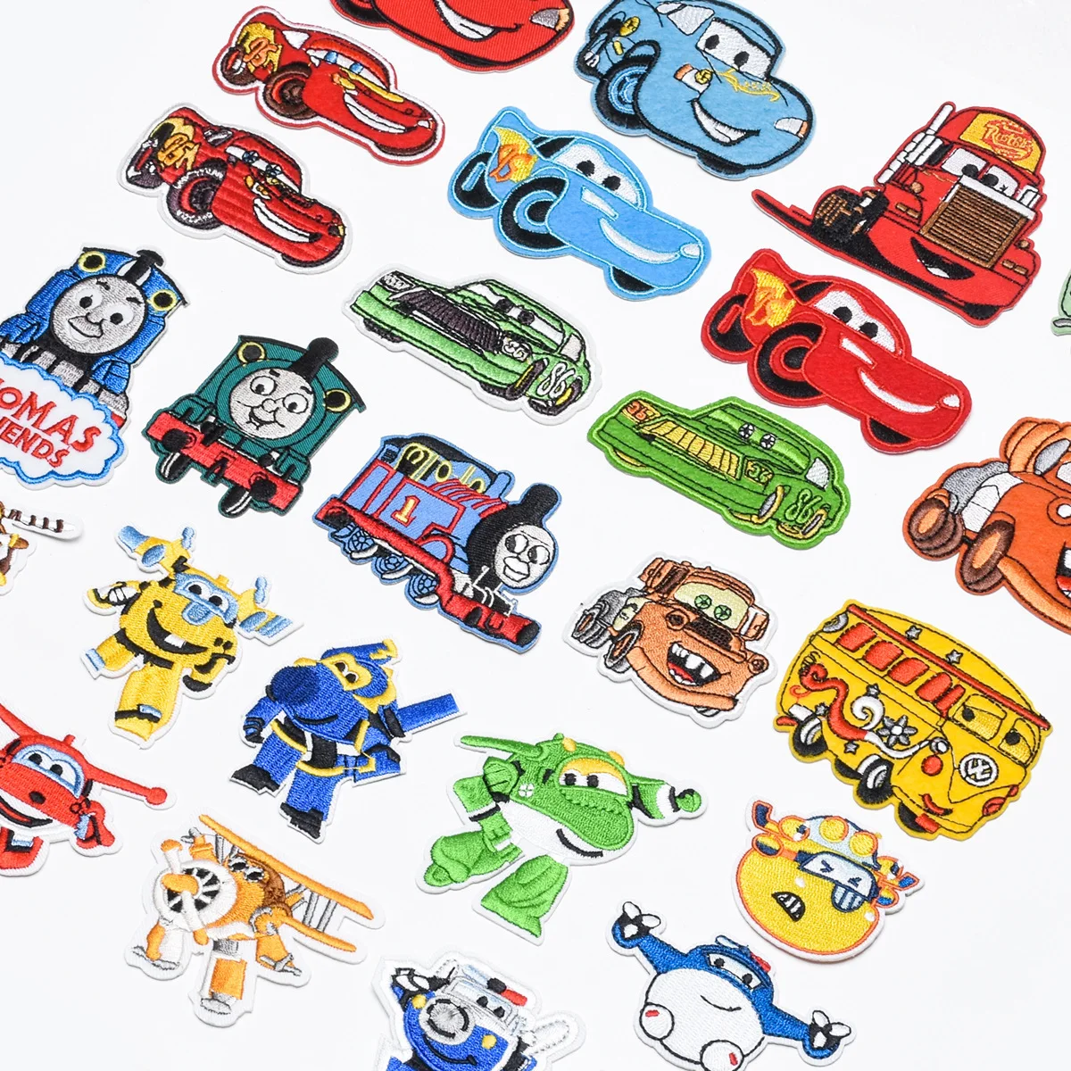 

Disney Car Patches for Kids Diy Stickers Iron on Clothes Heat Transfer Applique Embroidered Applications Clothing Decor