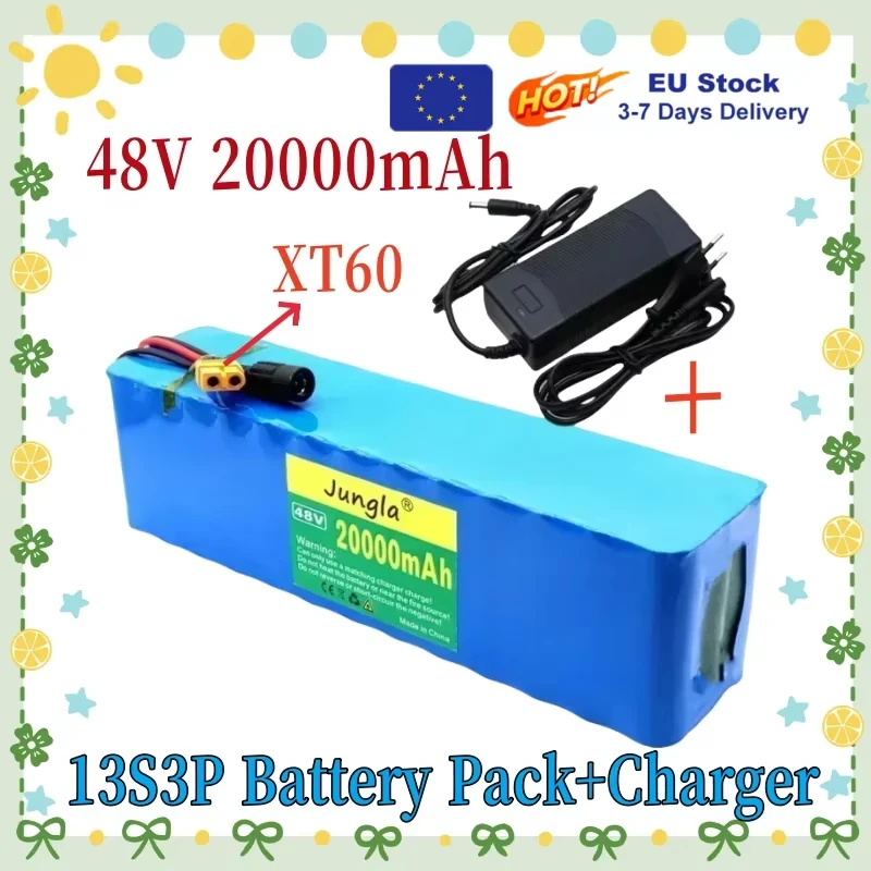 Nieuwe Originele 48v 20Ah 2000w 13S3P 20000mah lithium ion batterij 54.6v lithium ion batterij elektrische scooter met BMS + lader