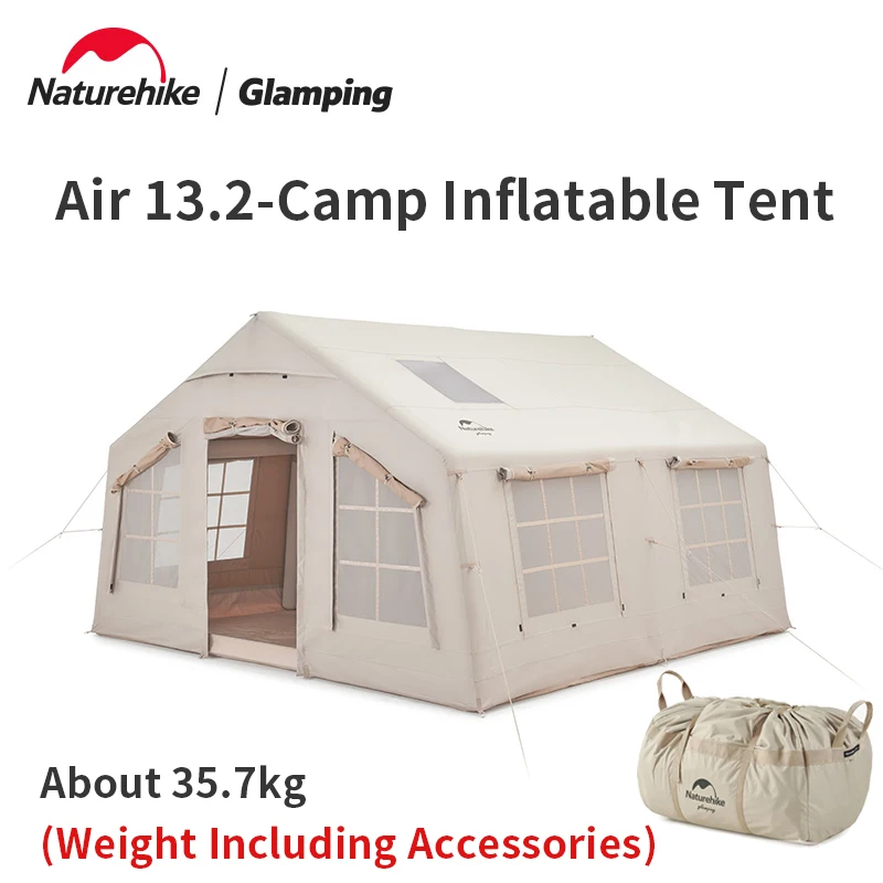 Палатка Naturehike Air 13,2 туристическая надувная, вместительная, для 4-5 человек, глитпинг, для путешествий, для улицы, с насосом в подарок, 600D