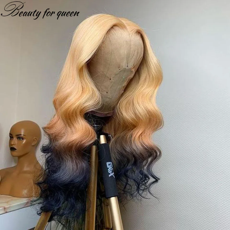 Hoge Kwaliteit Lichtbruin Zwart Gekleurde Braziliaanse Menselijk Haar Pruik 13X4 Hd Kant Frontale Pruiken Voor Vrouwen dragen En Gaan Pre Geplukt