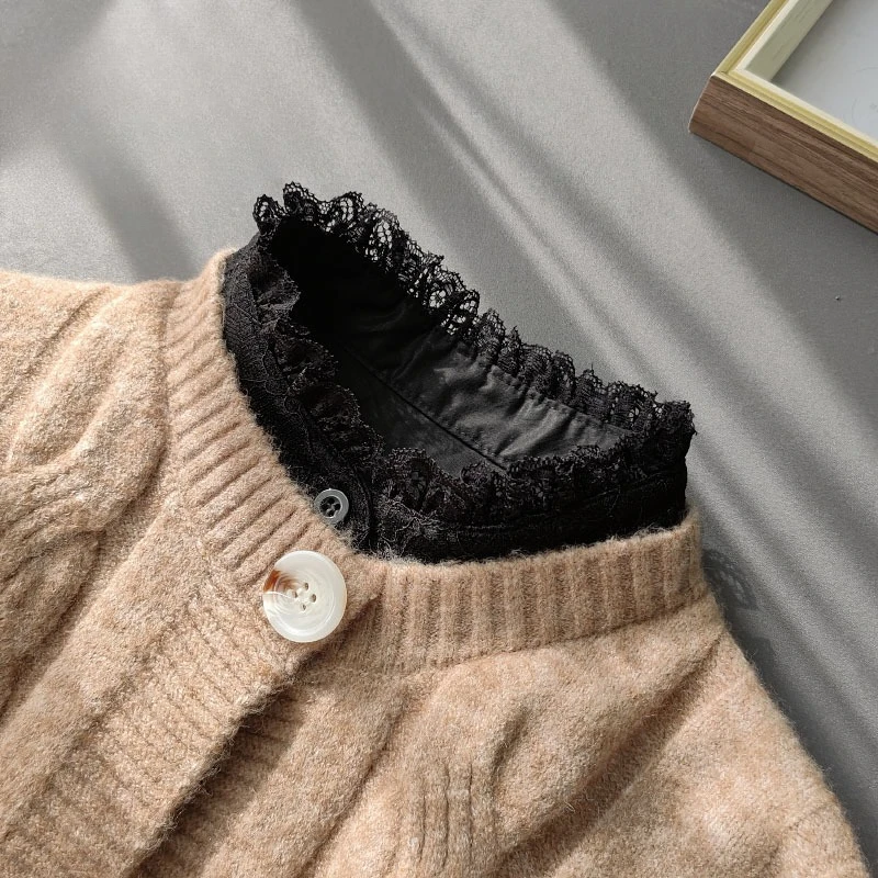 Picture 4: Vintage Lace Stand Collar Fake Collar,Cotton Detachable Peter Pan Collar for Sweaters Shirt,Feminine Victorian Style Lace Collar