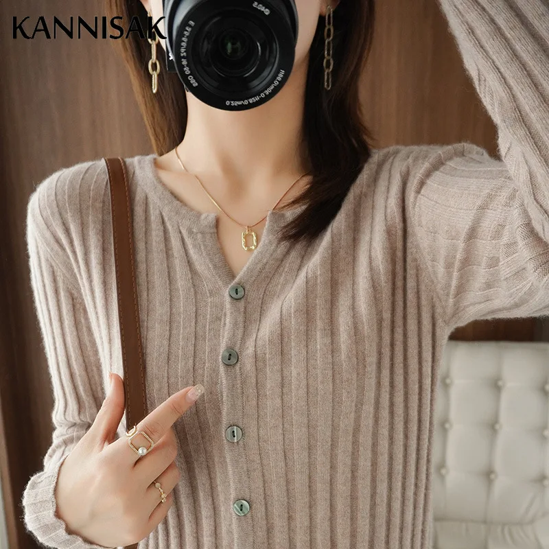 2024 Autumn Winter Womens Sweater Brown Cardigans O-neck Single Breasted Slim Fit Stretch Knitwear Solid Korean Cardigan Femme