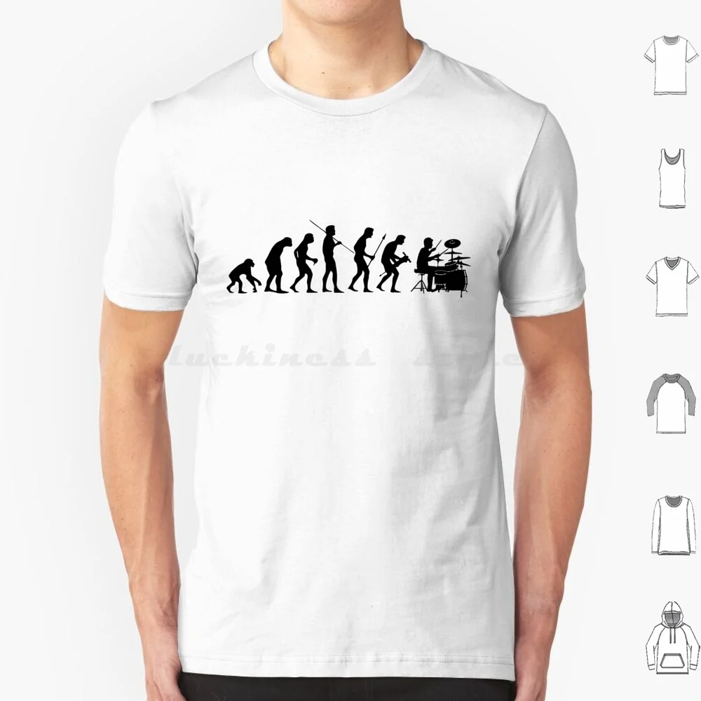 تطور الطبال تي شيرت القطن الرجال النساء DIY طباعة طبل الطبال تطور الموسيقى الموسيقار Bateria Baterista Musik Evolu ؟ ? يا